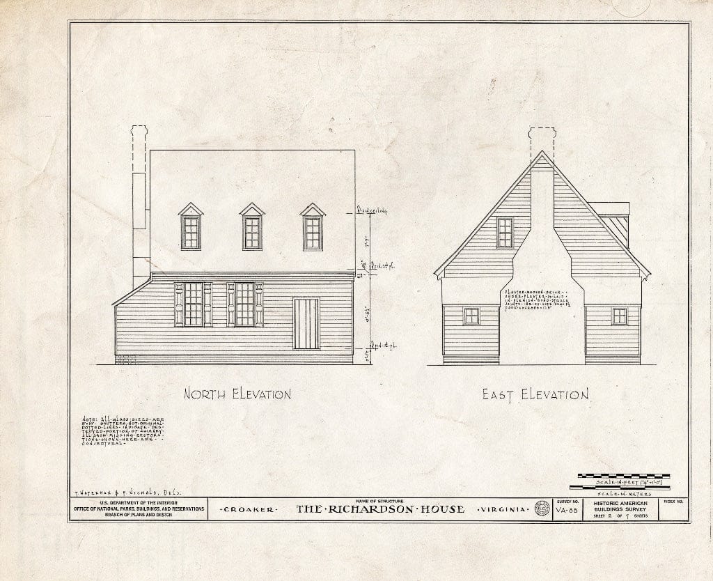 Blueprint HABS VA,48-CROK.V,1- (Sheet 2 of 7) - Richardson House, Croaker, James City County, VA