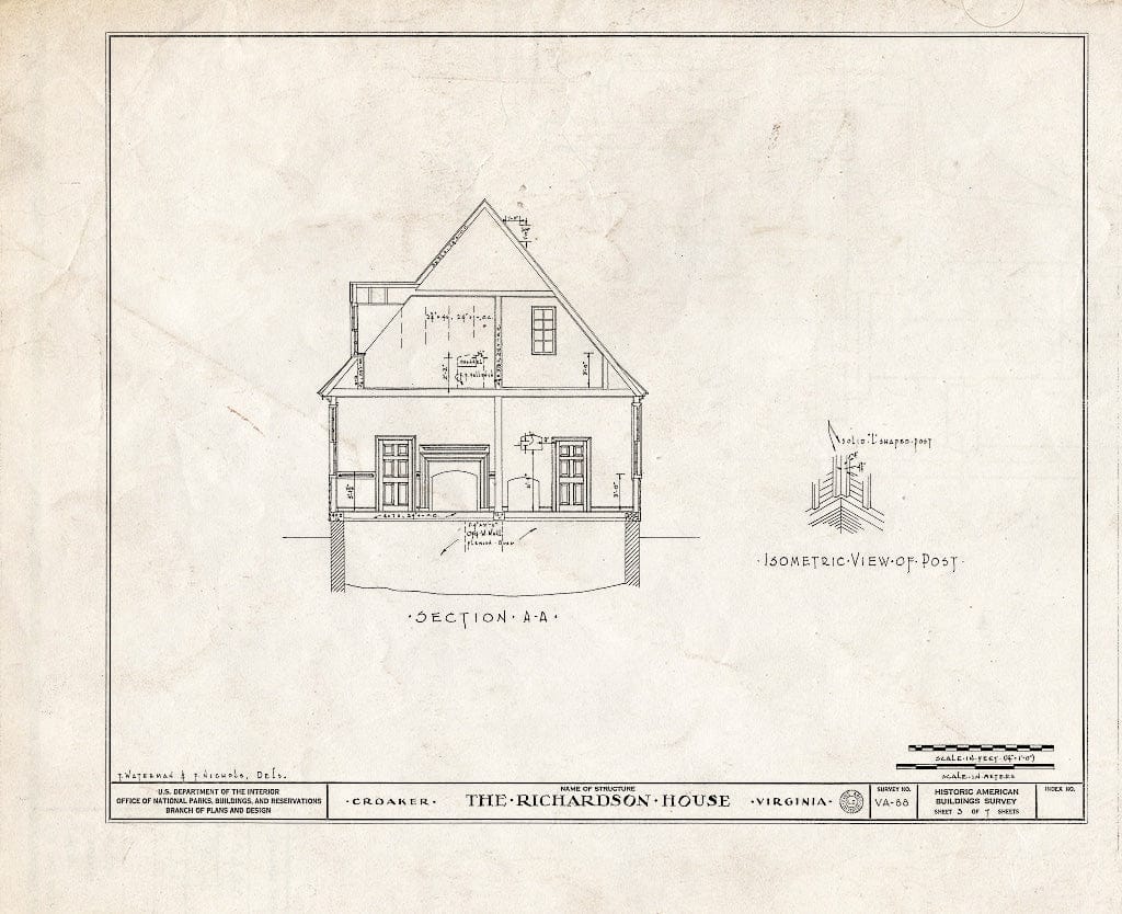 Blueprint HABS VA,48-CROK.V,1- (Sheet 3 of 7) - Richardson House, Croaker, James City County, VA