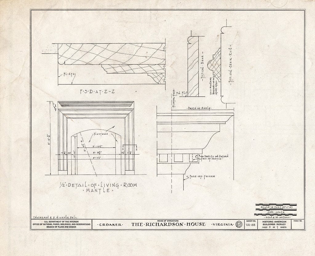 Blueprint HABS VA,48-CROK.V,1- (Sheet 5 of 7) - Richardson House, Croaker, James City County, VA