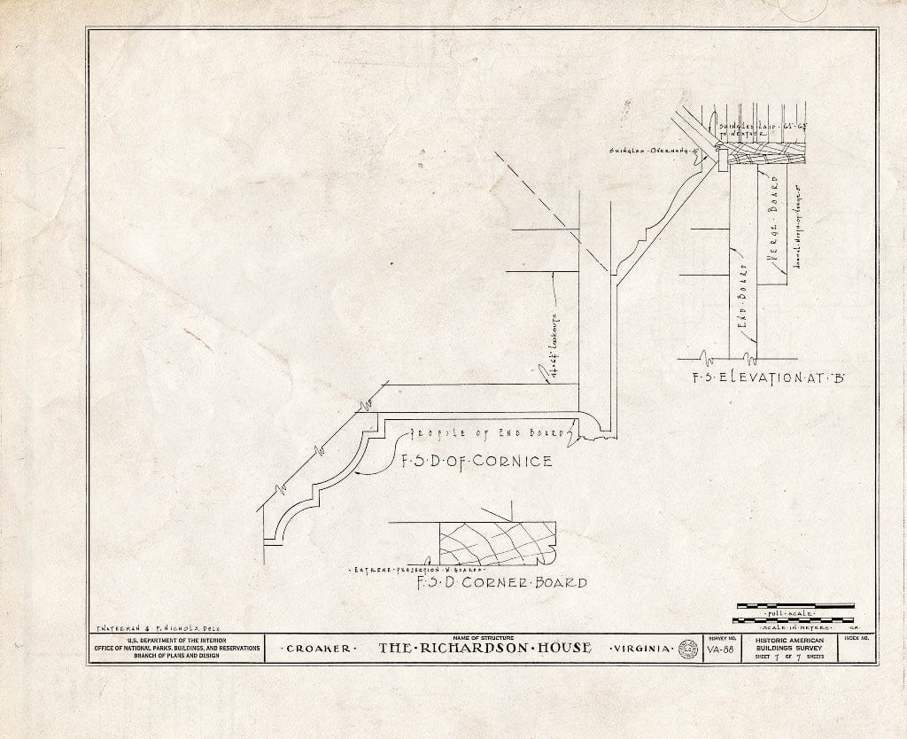 Blueprint HABS VA,48-CROK.V,1- (Sheet 7 of 7) - Richardson House, Croaker, James City County, VA