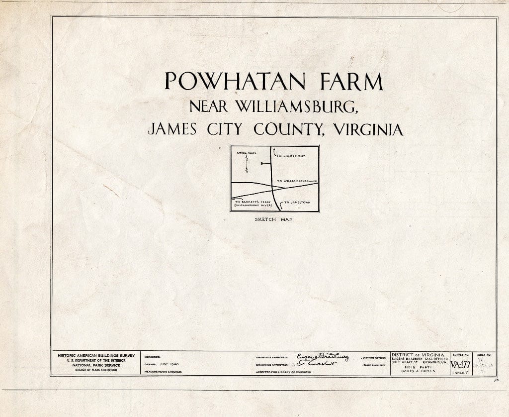 Blueprint HABS VA,48-WIL.V,3- (Sheet 0 of 1) - Powhatan, Powhatan Creek, Williamsburg, Williamsburg, VA