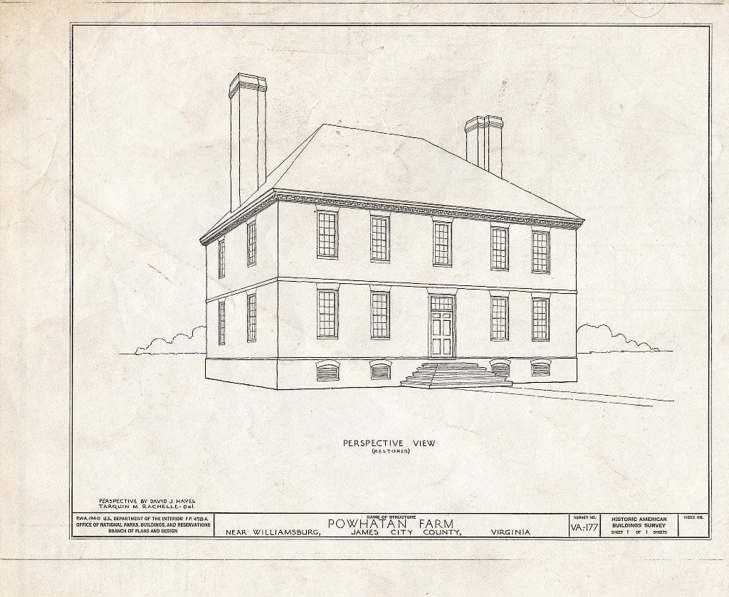 Blueprint HABS VA,48-WIL.V,3- (Sheet 1 of 1) - Powhatan, Powhatan Creek, Williamsburg, Williamsburg, VA