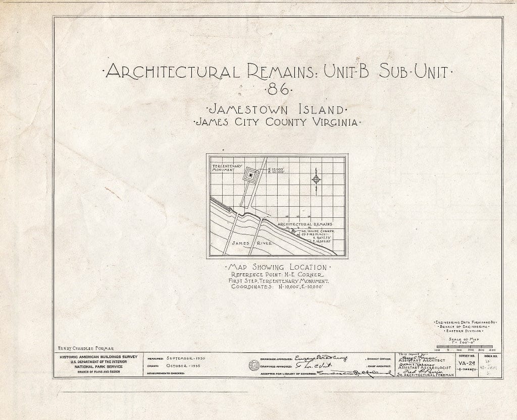 Blueprint HABS VA,48-JAM,5- (Sheet 0 of 4) - Architectural Remains, Unit B, Sub-Unit 86, Jamestown, James City County, VA