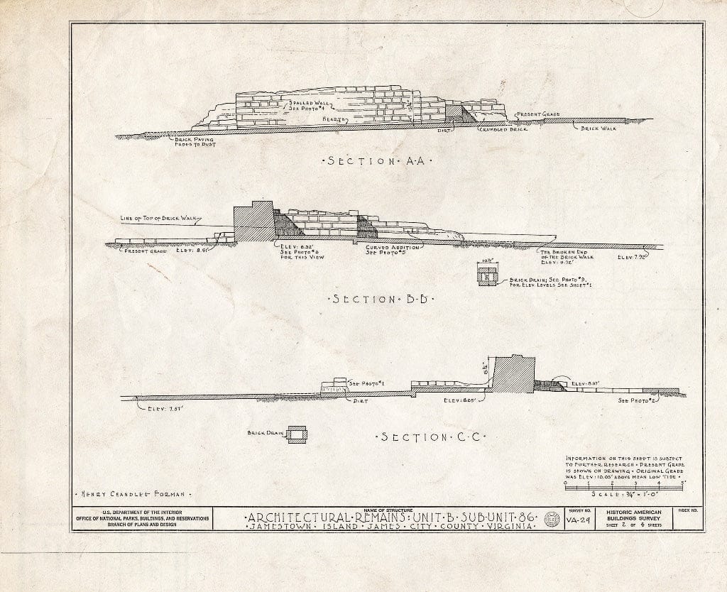 Blueprint HABS VA,48-JAM,5- (Sheet 2 of 4) - Architectural Remains, Unit B, Sub-Unit 86, Jamestown, James City County, VA