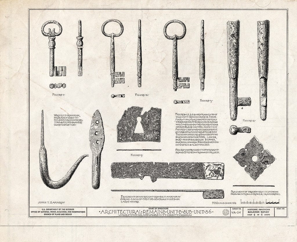 Blueprint HABS VA,48-JAM,5- (Sheet 4 of 4) - Architectural Remains, Unit B, Sub-Unit 86, Jamestown, James City County, VA