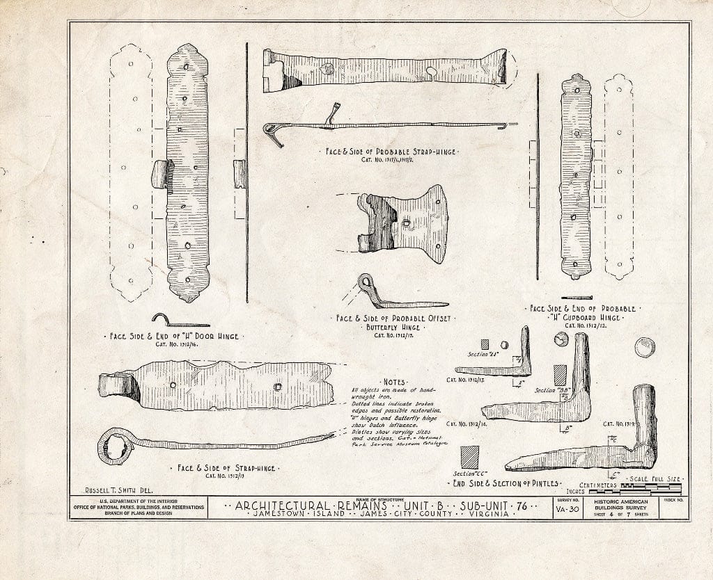 Blueprint HABS VA,48-JAM,6- (Sheet 4 of 7) - Architectural Remains, Unit B, Sub-Unit 76, Jamestown, James City County, VA