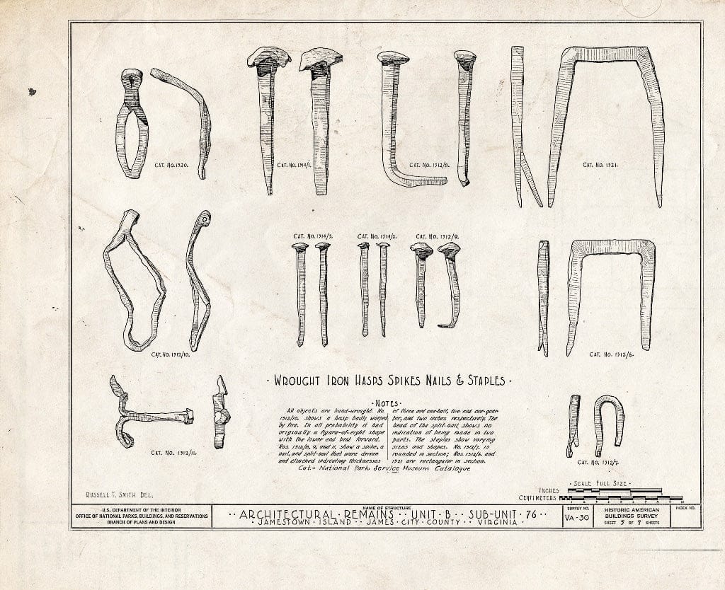 Blueprint HABS VA,48-JAM,6- (Sheet 5 of 7) - Architectural Remains, Unit B, Sub-Unit 76, Jamestown, James City County, VA
