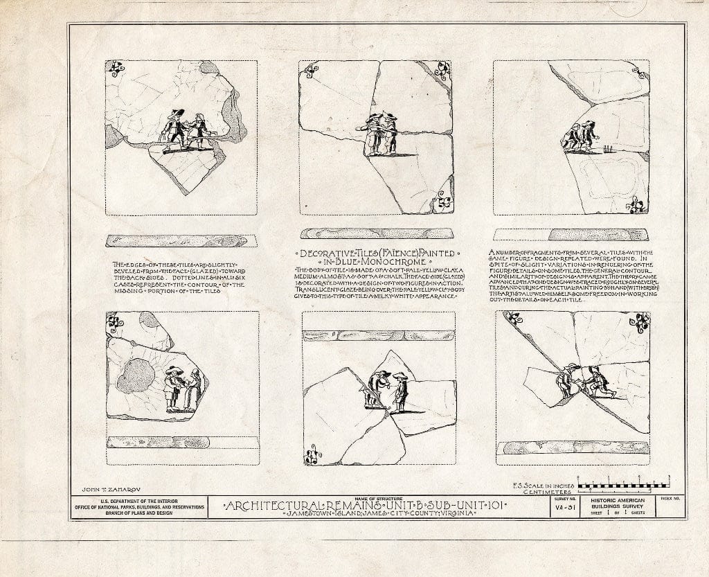 Blueprint HABS VA,48-JAM,7- (Sheet 1 of 1) - Architectural Remains, Unit B, Sub-Unit 101, Jamestown, James City County, VA