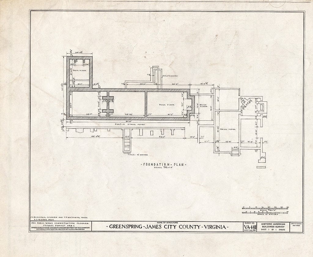 Blueprint HABS VA,48-WIL.V,6- (Sheet 1 of 1) - Greenspring, State Route 614 Vicinity, Williamsburg, Williamsburg, VA