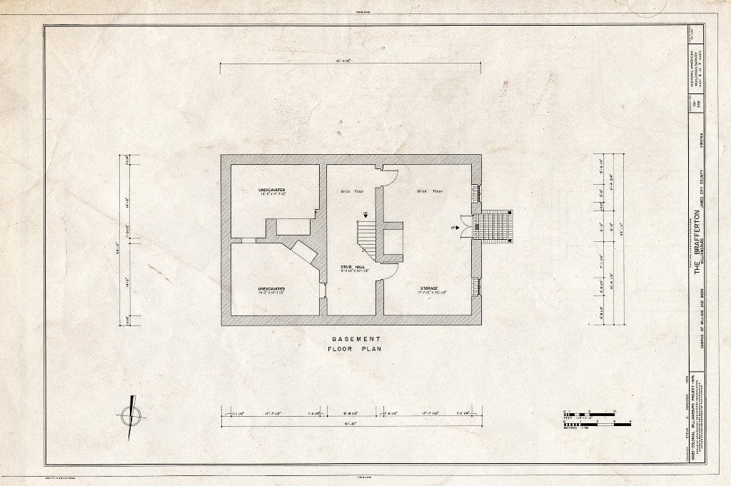Blueprint HABS VA,48-WIL,4D- (Sheet 2 of 7) - William & Mary College, Brafferton Hall, College Yard, Williamsburg, Williamsburg, VA