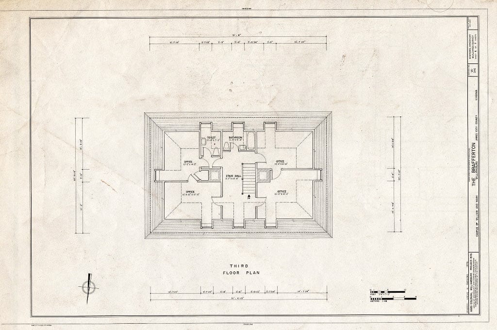 Blueprint HABS VA,48-WIL,4D- (Sheet 5 of 7) - William & Mary College, Brafferton Hall, College Yard, Williamsburg, Williamsburg, VA