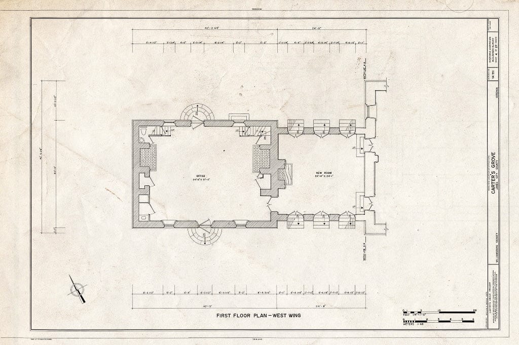 Blueprint HABS VA,48-WIL.V,1- (Sheet 4 of 27) - Carter's Grove, U.S. Route 60 Vicinity, Williamsburg, Williamsburg, VA