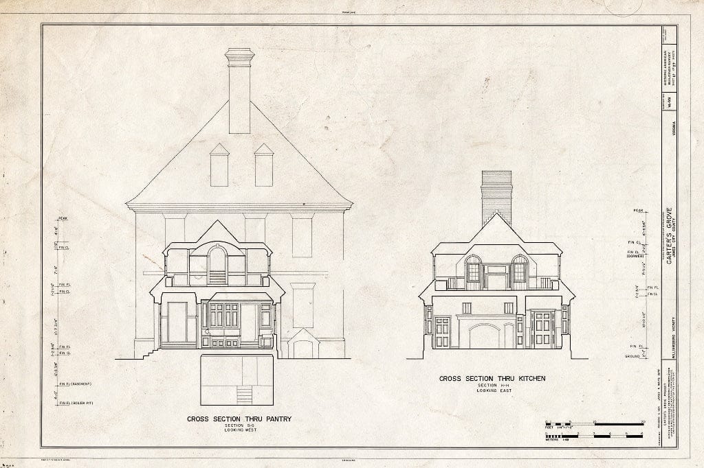Blueprint HABS VA,48-WIL.V,1- (Sheet 17 of 27) - Carter's Grove, U.S. Route 60 Vicinity, Williamsburg, Williamsburg, VA