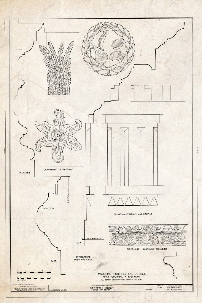 Blueprint HABS VA,48-WIL.V,1- (Sheet 20 of 27) - Carter's Grove, U.S. Route 60 Vicinity, Williamsburg, Williamsburg, VA