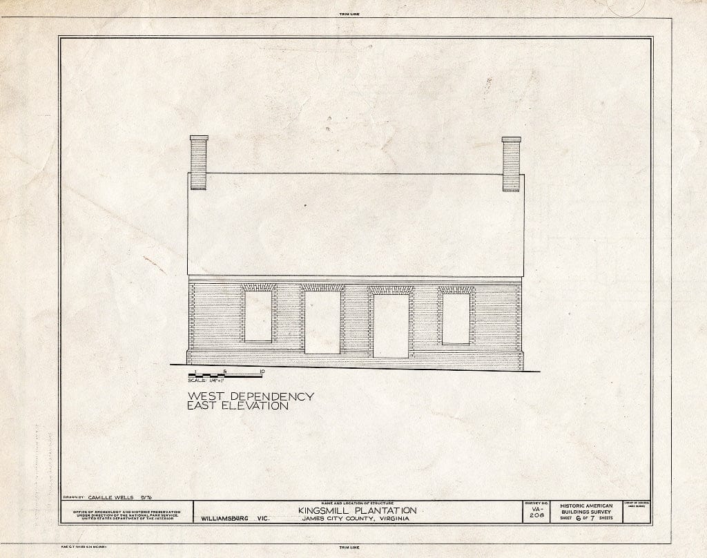 Blueprint HABS VA,48-WIL.V,4- (Sheet 6 of 7) - Kingsmill Plantation, Dependencies, Kingsmill Pond Vicinity, Williamsburg, Williamsburg, VA