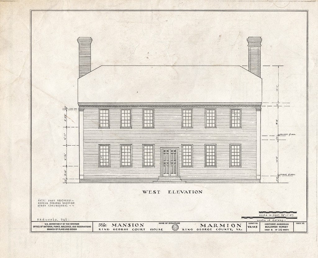 Blueprint HABS VA,50-Como.V,2- (Sheet 4 of 25) - Marmion, State Route 649 Vicinity, Comorn, King George County, VA
