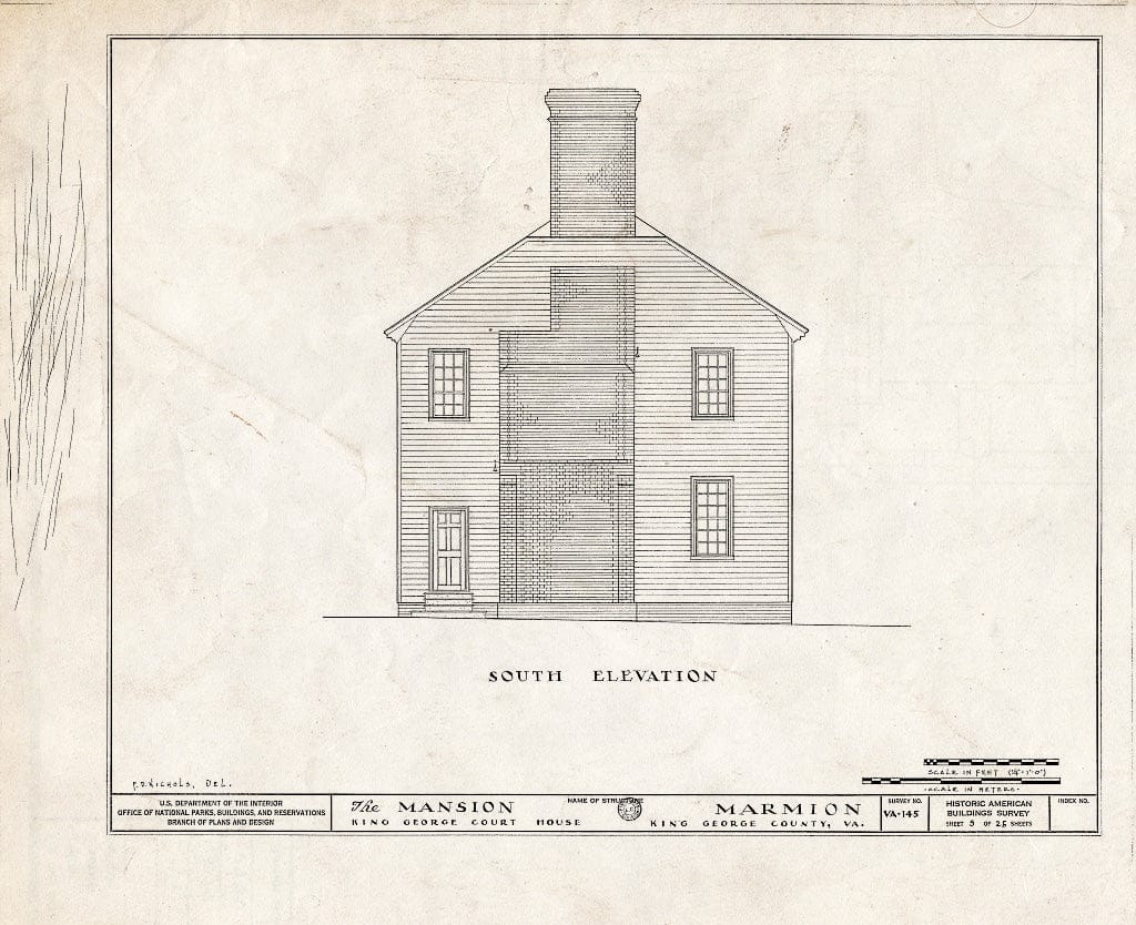 Blueprint HABS VA,50-Como.V,2- (Sheet 5 of 25) - Marmion, State Route 649 Vicinity, Comorn, King George County, VA