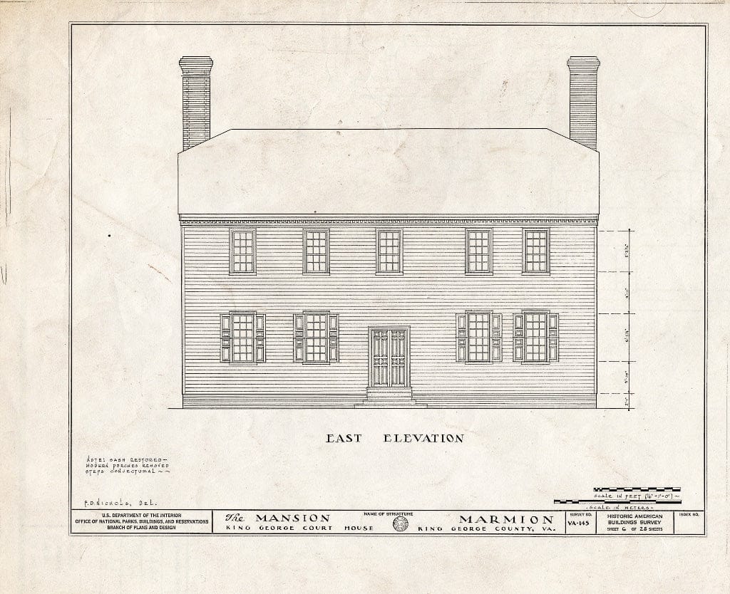 Blueprint HABS VA,50-Como.V,2- (Sheet 6 of 25) - Marmion, State Route 649 Vicinity, Comorn, King George County, VA