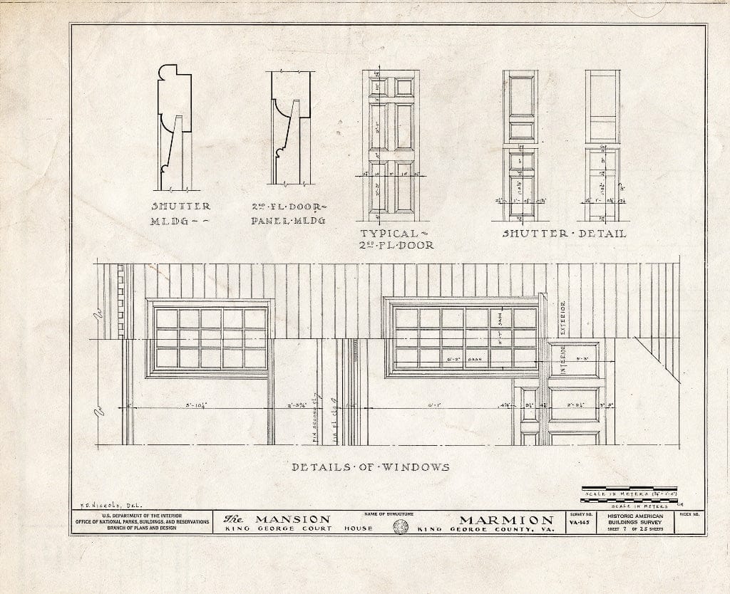 Blueprint HABS VA,50-Como.V,2- (Sheet 7 of 25) - Marmion, State Route 649 Vicinity, Comorn, King George County, VA