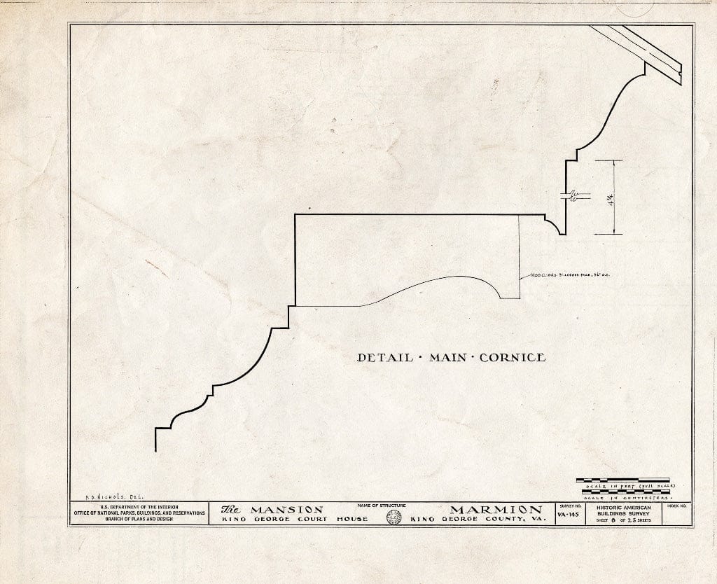 Blueprint HABS VA,50-Como.V,2- (Sheet 8 of 25) - Marmion, State Route 649 Vicinity, Comorn, King George County, VA