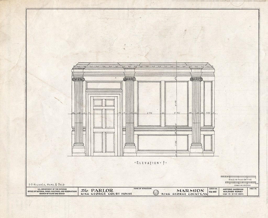 Blueprint HABS VA,50-Como.V,2- (Sheet 12 of 25) - Marmion, State Route 649 Vicinity, Comorn, King George County, VA