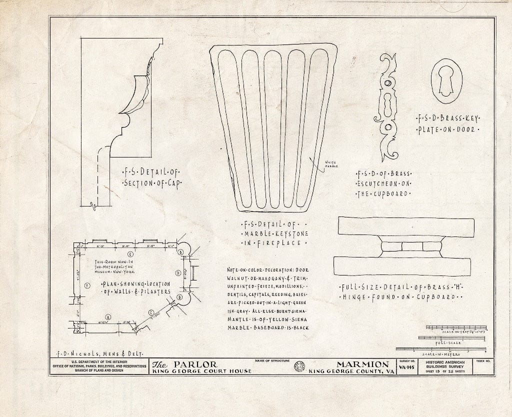 Blueprint HABS VA,50-Como.V,2- (Sheet 15 of 25) - Marmion, State Route 649 Vicinity, Comorn, King George County, VA
