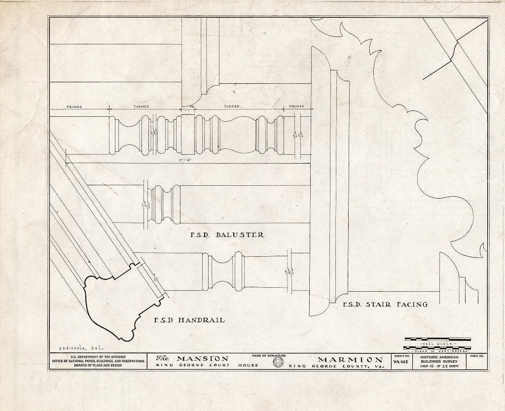 Blueprint HABS VA,50-Como.V,2- (Sheet 16 of 25) - Marmion, State Route 649 Vicinity, Comorn, King George County, VA