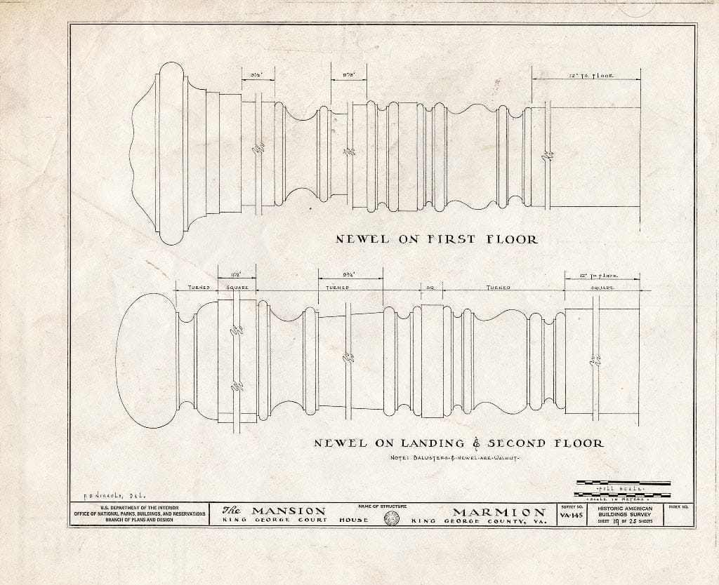 Blueprint HABS VA,50-Como.V,2- (Sheet 19 of 25) - Marmion, State Route 649 Vicinity, Comorn, King George County, VA
