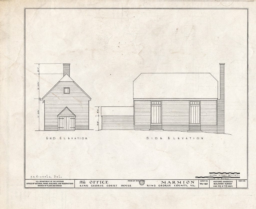 Blueprint HABS VA,50-Como.V,2- (Sheet 24 of 25) - Marmion, State Route 649 Vicinity, Comorn, King George County, VA