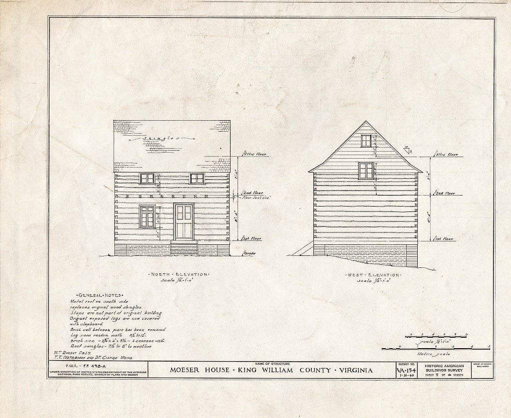 Blueprint HABS VA,51-RUMF.V,1- (Sheet 3 of 6) - Moeser House, State Route 30 Vicinity, Aylett, King William County, VA