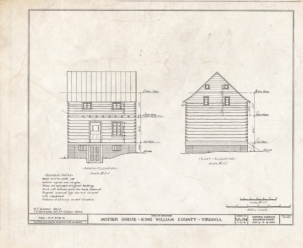 Blueprint HABS VA,51-RUMF.V,1- (Sheet 4 of 6) - Moeser House, State Route 30 Vicinity, Aylett, King William County, VA