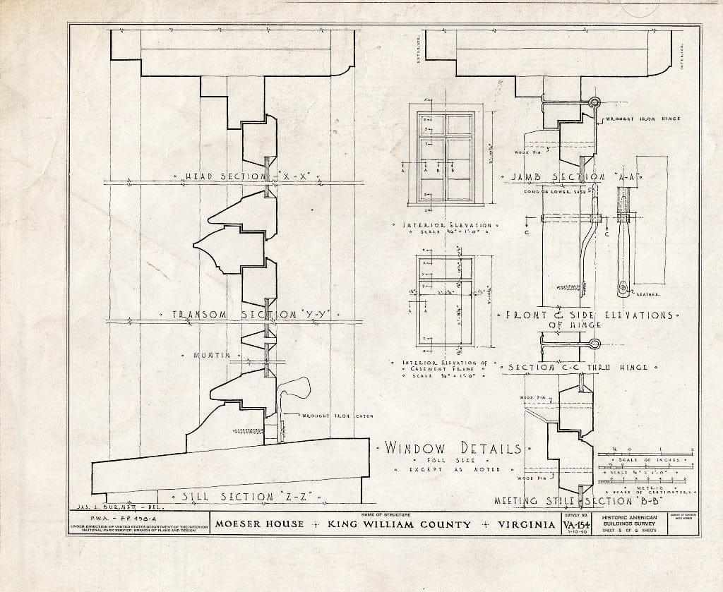 Blueprint HABS VA,51-RUMF.V,1- (Sheet 5 of 6) - Moeser House, State Route 30 Vicinity, Aylett, King William County, VA