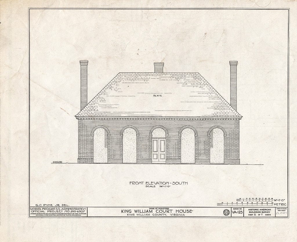 Blueprint HABS VA,51-Kiwi,1- (Sheet 2 of 7) - King William County Courthouse & Stable, State Route 619, King William, King William County, VA