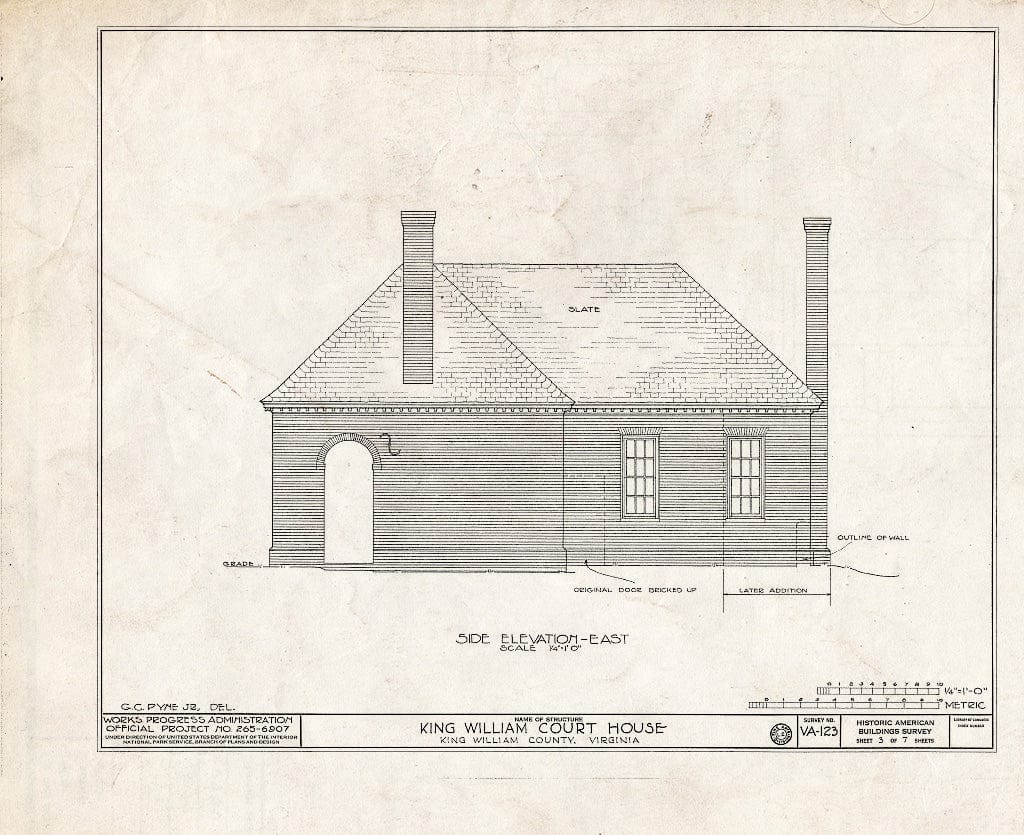 Blueprint HABS VA,51-Kiwi,1- (Sheet 3 of 7) - King William County Courthouse & Stable, State Route 619, King William, King William County, VA