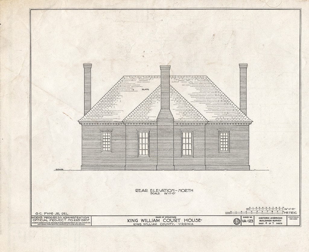 Blueprint HABS VA,51-Kiwi,1- (Sheet 4 of 7) - King William County Courthouse & Stable, State Route 619, King William, King William County, VA