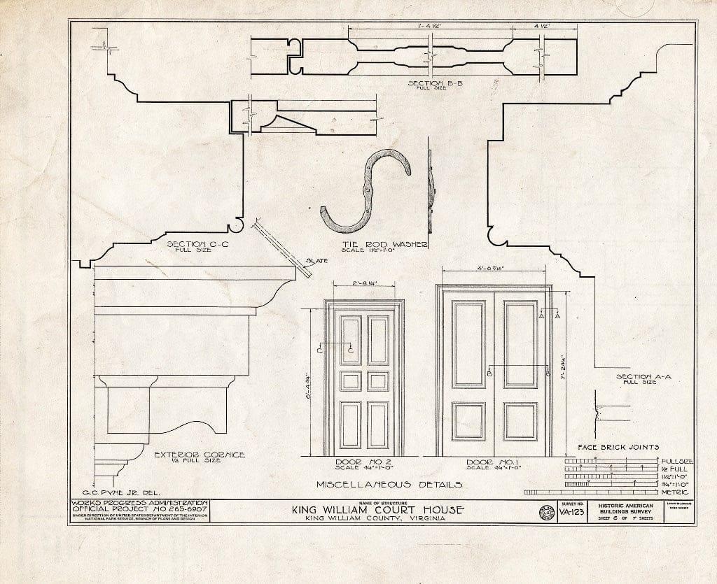 Blueprint HABS VA,51-Kiwi,1- (Sheet 5 of 7) - King William County Courthouse & Stable, State Route 619, King William, King William County, VA