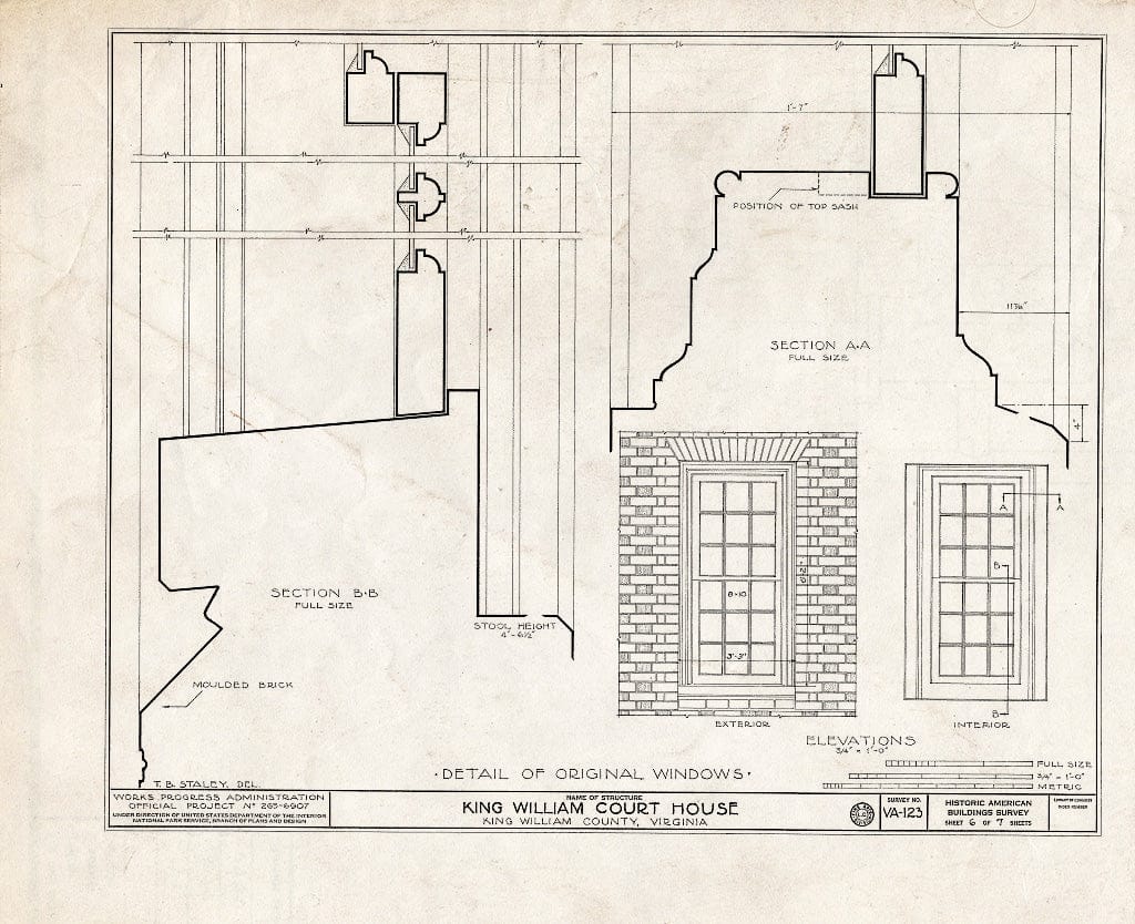 Blueprint HABS VA,51-Kiwi,1- (Sheet 6 of 7) - King William County Courthouse & Stable, State Route 619, King William, King William County, VA