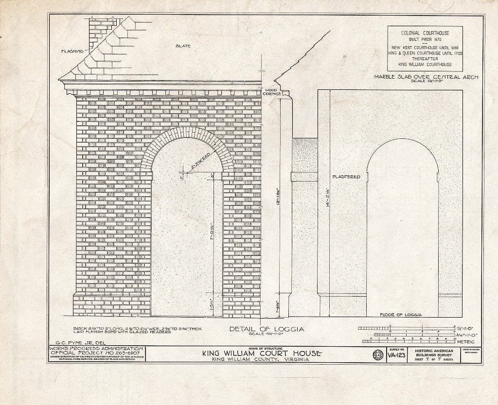 Blueprint HABS VA,51-Kiwi,1- (Sheet 7 of 7) - King William County Courthouse & Stable, State Route 619, King William, King William County, VA