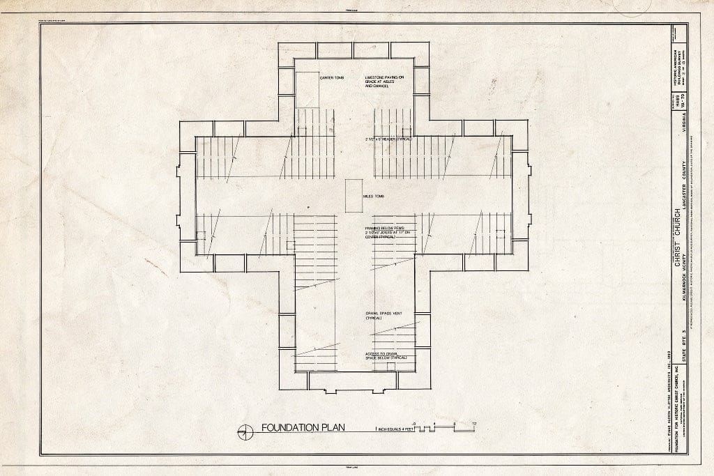 Blueprint HABS VA,52-KILM.V,1- (Sheet 2 of 13) - Christ Church, State Route 3, Kilmarnock, Lancaster County, VA