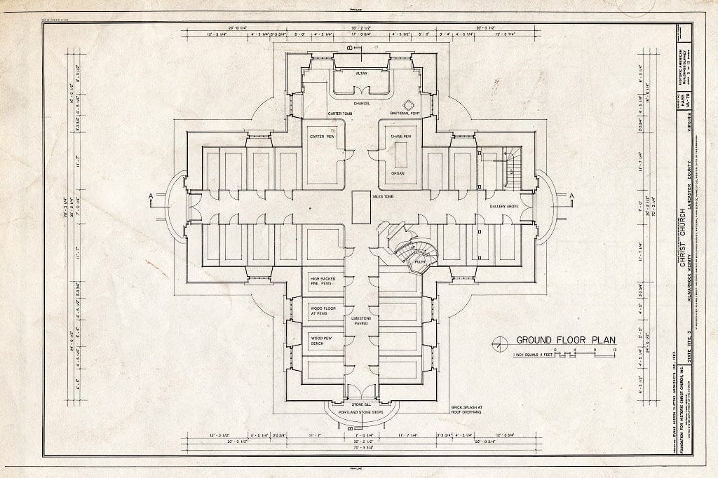 Blueprint HABS VA,52-KILM.V,1- (Sheet 3 of 13) - Christ Church, State Route 3, Kilmarnock, Lancaster County, VA