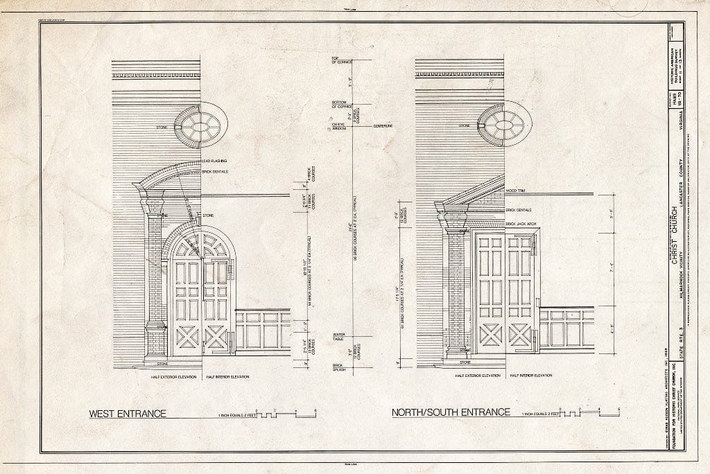 Blueprint HABS VA,52-KILM.V,1- (Sheet 11 of 13) - Christ Church, State Route 3, Kilmarnock, Lancaster County, VA