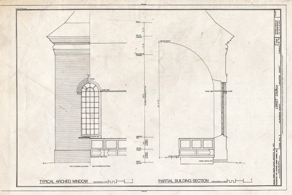 Blueprint HABS VA,52-KILM.V,1- (Sheet 12 of 13) - Christ Church, State Route 3, Kilmarnock, Lancaster County, VA