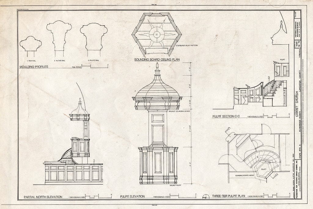 Blueprint HABS VA,52-KILM.V,1- (Sheet 13 of 13) - Christ Church, State Route 3, Kilmarnock, Lancaster County, VA
