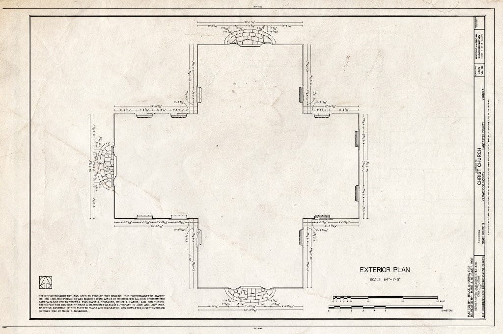 Blueprint HABS VA,52-KILM.V,1- (Sheet 1 of 15) - Christ Church, State Route 3, Kilmarnock, Lancaster County, VA