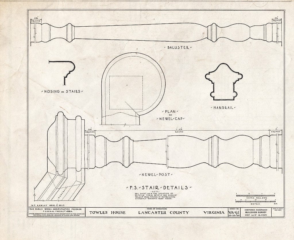 Blueprint HABS VA,52-BERT.V,1- (Sheet 10 of 12) - Towles House, Rappahannock River, Bertrand, Lancaster County, VA