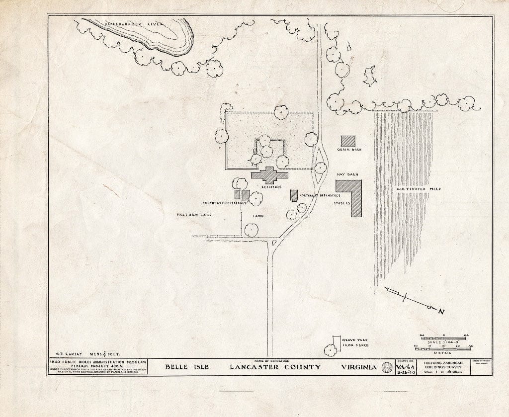 Blueprint HABS VA,52-SOM.V,1- (Sheet 1 of 18) - Belle Isle, State Route 683, Somers, Lancaster County, VA
