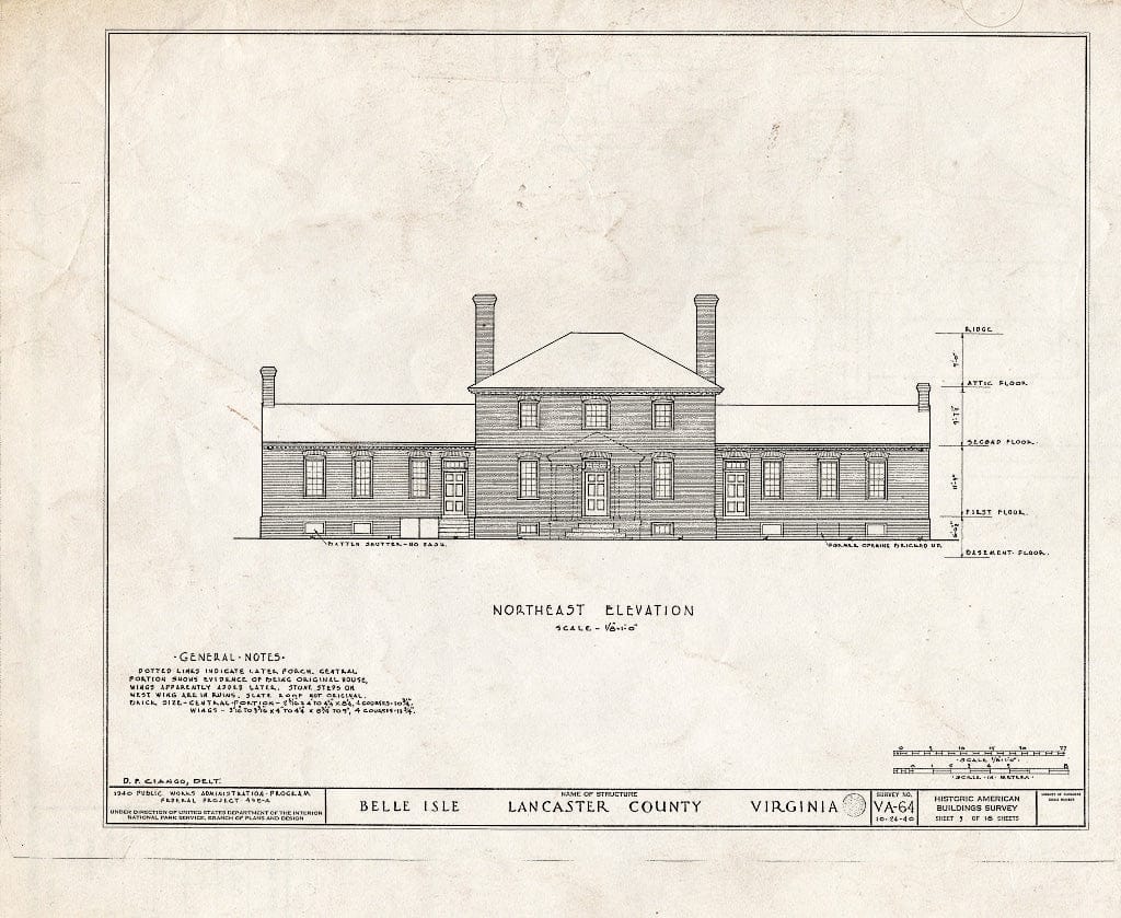 Blueprint HABS VA,52-SOM.V,1- (Sheet 5 of 18) - Belle Isle, State Route 683, Somers, Lancaster County, VA