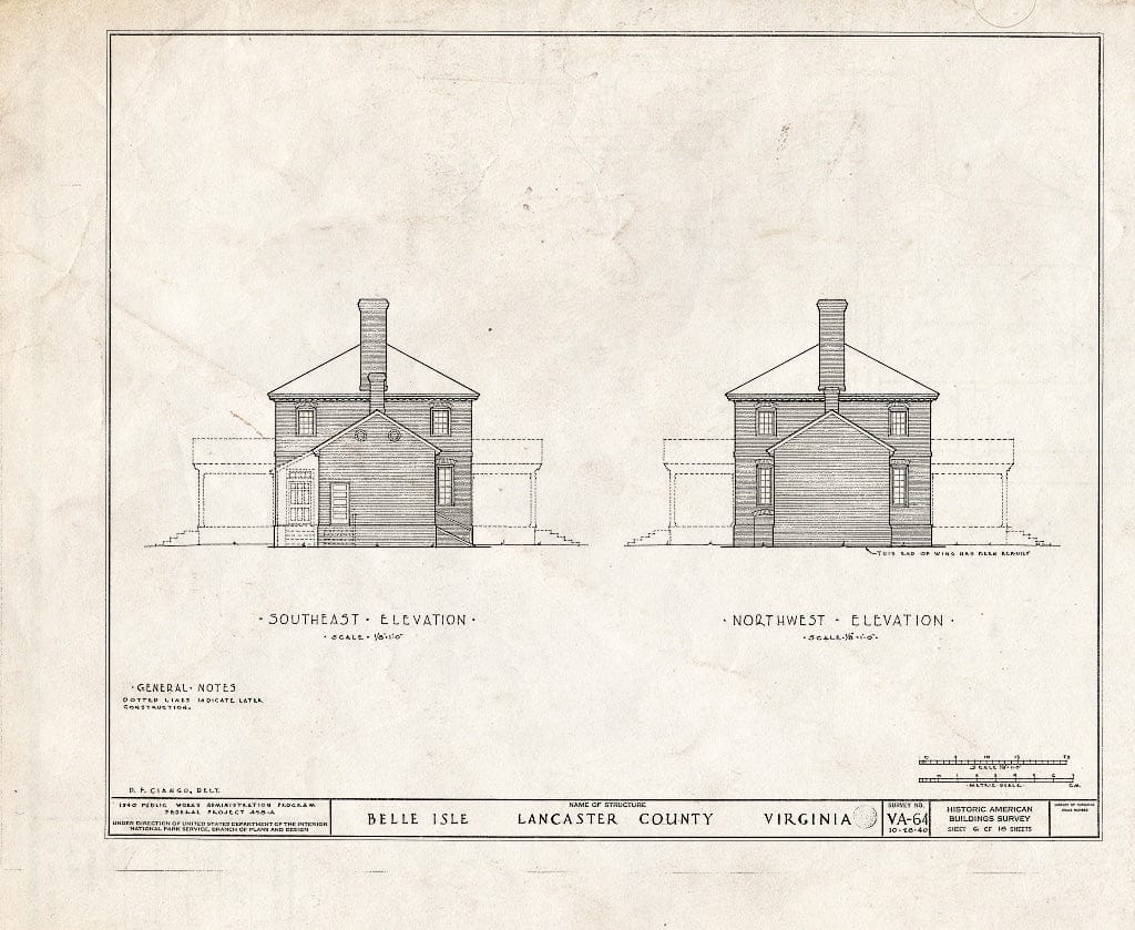 Blueprint HABS VA,52-SOM.V,1- (Sheet 6 of 18) - Belle Isle, State Route 683, Somers, Lancaster County, VA