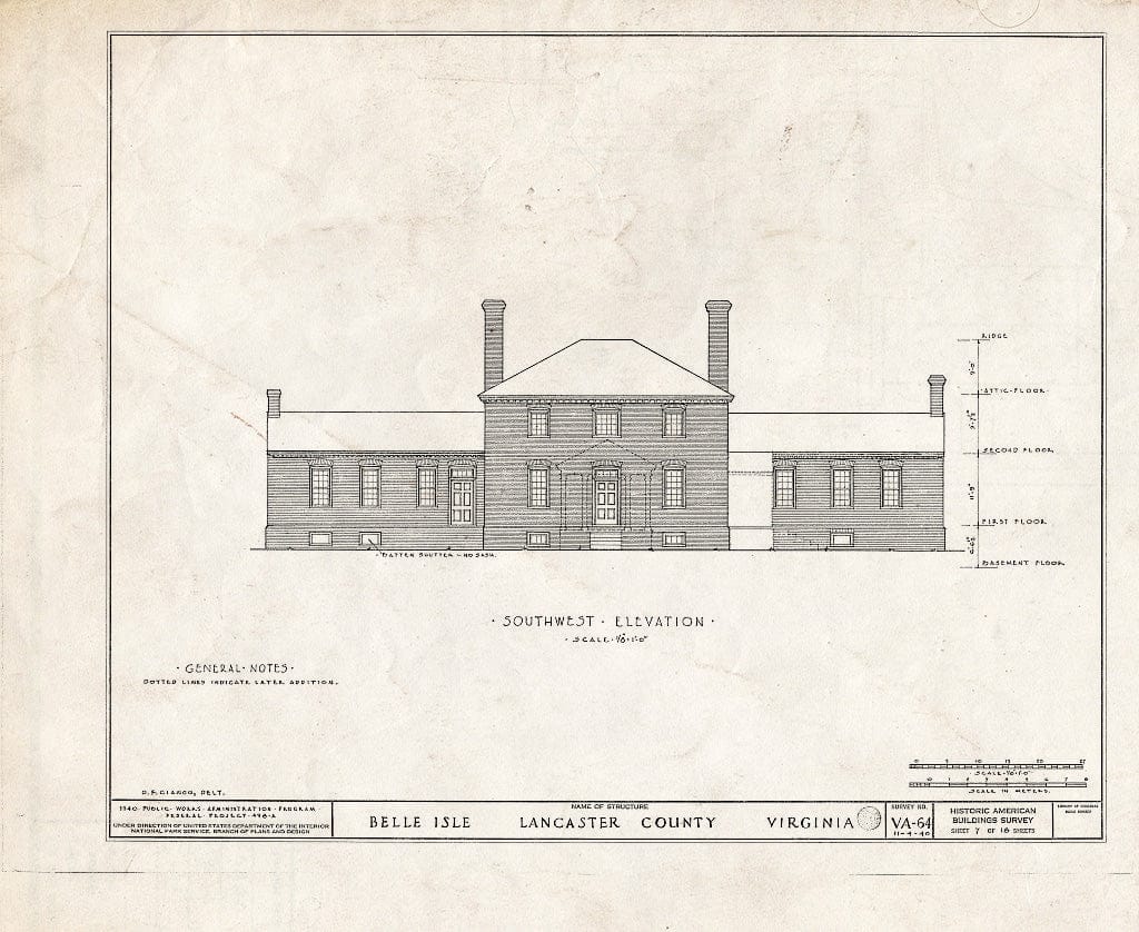 Blueprint HABS VA,52-SOM.V,1- (Sheet 7 of 18) - Belle Isle, State Route 683, Somers, Lancaster County, VA