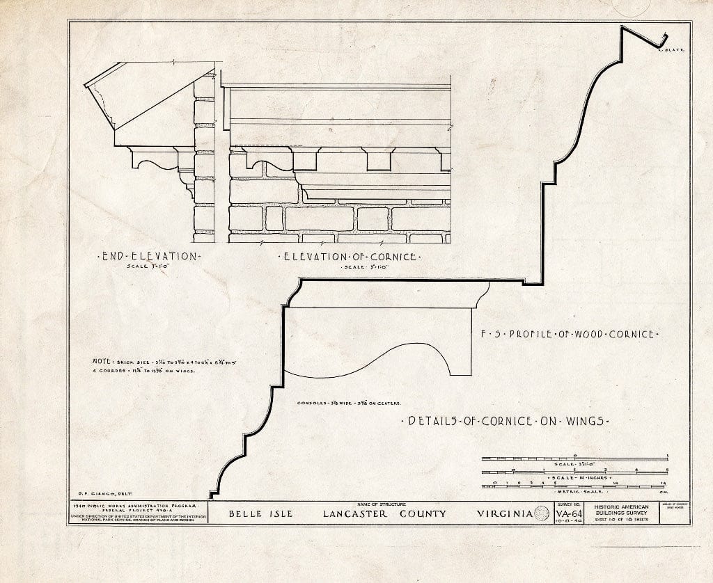 Blueprint HABS VA,52-SOM.V,1- (Sheet 10 of 18) - Belle Isle, State Route 683, Somers, Lancaster County, VA